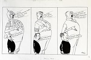 Bild des Verkufers fr "Ich kenne keine Parteien mehr, ich kenne nur noch Deutsche! / Wir stimmen fr die Kriegskredite." - Kaiser Wilhelm II Adolf Hitler Konrad Adenauer Willy Brandt / Nationalsozialismus BRD Bundesrepublik Deutschland / Karikatur caricature zum Verkauf von Antiquariat Steffen Vlkel GmbH