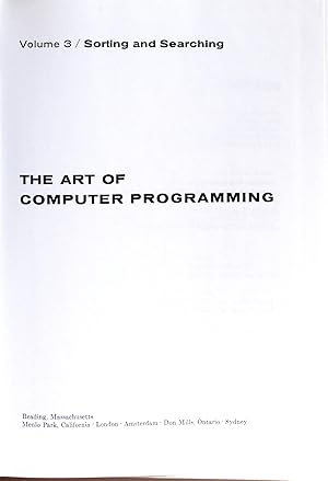 Seller image for The Art of Computer Programming Volume 3, Sorting and Searching for sale by Chesil Books
