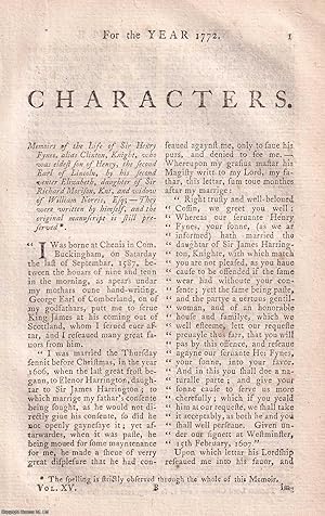 Image du vendeur pour Memoirs of the Life of Sir Henry Fynes, alias Clinton, Knight, who was the eldest son of Henry, the second Earl of Lincoln. An original article from The Annual Register for 1772. mis en vente par Cosmo Books