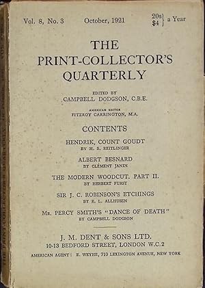 Bild des Verk�ufers f�r The Print-Collector's Quarterly. Volume 8, No. 3. October 1921 zum Verkauf von Barter Books Ltd
