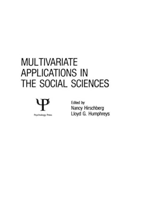 Immagine del venditore per Multivariate Applications in the Social Sciences venduto da GreatBookPrices