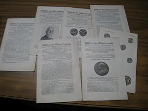 Imagen del vendedor de Bl�tter f�r M�nzfreunde. 71. Jahrgang 1936, mit den Nummern 3 - 9 und 11/12 (ohne No. 1/2 und 10, fortlaufende Nummern 673 - 679 und 681-682). - Im Inhalt u. a.: Max Bernhart: Die Olympischen Spiele auf antiken M�nzen / Lothar Frede: Auf Sachsen und Th�ringen bez�gliche Schaum�nzen von Bruno Eyermann. II. 1925 - 1935 / O. Tornau: Nochmals: Ein Mansfelder Kippertaler / C. K�thmann: 2 Goldringe des Louvre mit Portrait Ptolemaios' XIII. / Die D�rer-Medaille von Hans Schwarz / Hanns Freydank: Medaillen auf den Tod Friedrichs des Gro�en (= Monatsschrift f�r M�nz- und Schaum�nzkunde, fr�her: Medaillenkunde. Organ des Numismatischen Vereins zu Dresden. a la venta por Antiquariat Carl Wegner