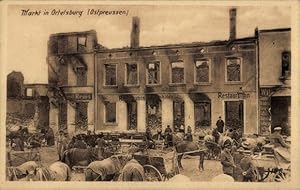 Bild des Verk�ufers f�r Ansichtskarte / Postkarte Szczytno Ortelsburg Ostpreu�en, Markt, Ruinen, Pferdewagen, Personen, alte Geb�ude, Restaur. zum Verkauf von akpool.de - akpool GmbH