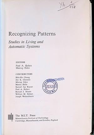 Seller image for Recognizing Patterns: Studies in Living and Automatic Systems. for sale by books4less (Versandantiquariat Petra Gros GmbH & Co. KG)