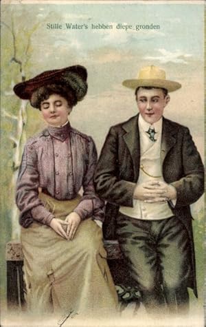 Bild des Verk�ufers f�r Pr�ge Ansichtskarte / Postkarte Paar, Sch�chterner Mann, Stille zum Verkauf von akpool.de - akpool GmbH