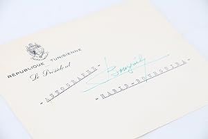 Seller image for Bristol de la r�publique tunisienne sign� par Habib Bourguiba for sale by Librairie Le Feu Follet