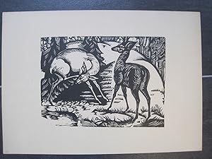 Bild des Verk�ufers f�r "Rehe" Original-Holzschnitt, unsigniert zum Verkauf von Antiquariat Schleifer