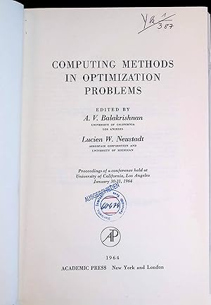 Bild des Verkufers fr Computing Methods in Optimization Problems zum Verkauf von books4less (Versandantiquariat Petra Gros GmbH & Co. KG)