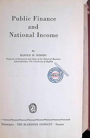 Imagen del vendedor de Public Finance and National Income a la venta por books4less (Versandantiquariat Petra Gros GmbH & Co. KG)