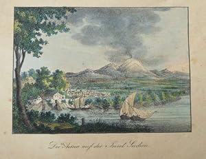 Seller image for Der Aetna auf der Insel Sicilien. Anonyme altkolorierte Lithographie um 1835. for sale by Ostritzer Antiquariat