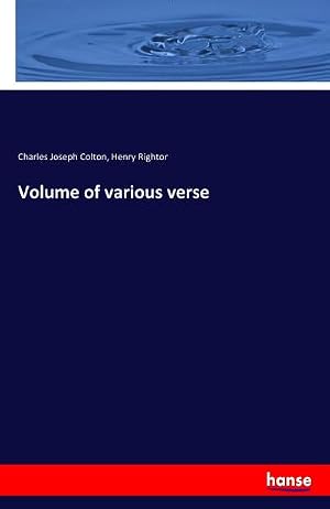 Imagen del vendedor de Volume of various verse a la venta por buchversandmimpf2000