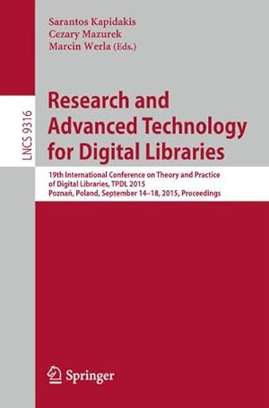 Bild des Verkufers fr Research and Advanced Technology for Digital Libraries zum Verkauf von buchversandmimpf2000