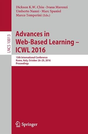 Bild des Verkufers fr Advances in Web-Based Learning - ICWL 2016 zum Verkauf von buchversandmimpf2000
