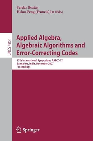 Immagine del venditore per Applied Algebra, Algebraic Algorithms and Error-Correcting Codes venduto da buchversandmimpf2000