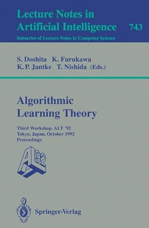 Bild des Verkufers fr Algorithmic Learning Theory - ALT '92 zum Verkauf von buchversandmimpf2000