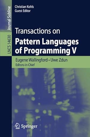 Immagine del venditore per Transactions on Pattern Languages of Programming V venduto da buchversandmimpf2000