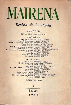 Seller image for MAIRENA - No. 1, 1953 (A un poeta menor de la antologia por Jorge Luis Borges) for sale by Buenos Aires Libros