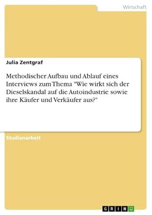 Bild des Verkufers fr "Methodischer Aufbau und Ablauf eines Interviews zum Thema \"Wie wirkt sich der Dieselskandal auf die Autoindustrie sowie ihre Kufer und Verkufer aus?\" zum Verkauf von buchversandmimpf2000