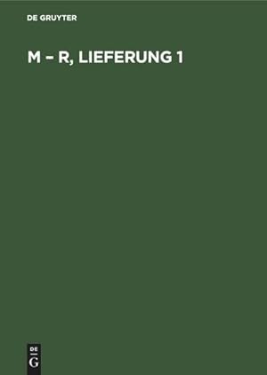 Immagine del venditore per M - R, Lieferung 1 venduto da buchversandmimpf2000