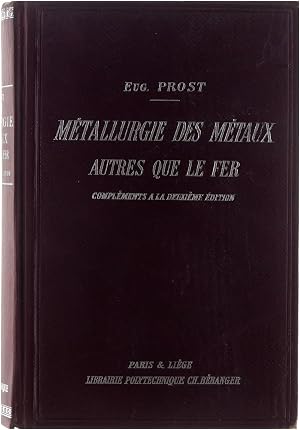 Bild des Verk�ufers f�r M�tallurgie des m�taux autres que le fer zum Verkauf von Untje.com