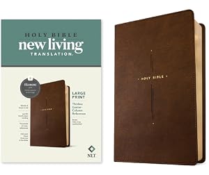 Imagen del vendedor de NLT Large Print Thinline Center-Column Reference Bible, Filament Enabled (Leatherlike, Brown Holy Cross, Red Letter) (Leather / Fine Binding) a la venta por BargainBookStores