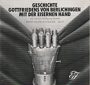 Bild des Verkufers fr Programmheft Johann Wolfgang Goethe GESCHICHTE GOTTFRIEDENS VON BERLICHINGEN MIT DER EISERNEN HAND Premiere 21. Oktober 1976 Jubilumsspielzeit 1976 / 77 Heft 3 zum Verkauf von Programmhefte24 Schauspiel und Musiktheater der letzten 150 Jahre