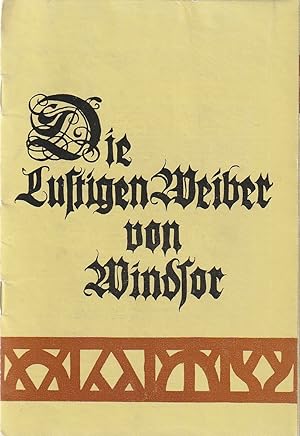 Bild des Verkufers fr Programmheft Otto Nicolai DIE LUSTIGEN WEIBER VON WINDSOR Spielzeit 1968 / 69 Heft 20 zum Verkauf von Programmhefte24 Schauspiel und Musiktheater der letzten 150 Jahre