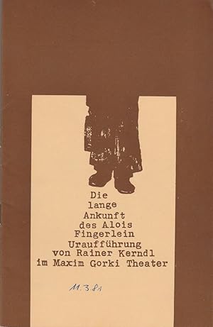 Bild des Verkufers fr Programmheft Urauffhrung Rainer Kerndl DIE LANGE ANKUNFT DES ALOIS FINGERLEIN Premiere 19. / 20. Mai 1980 Spielzeit 1979 / 80 Heft 5 zum Verkauf von Programmhefte24 Schauspiel und Musiktheater der letzten 150 Jahre