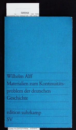 Bild des Verk�ufers f�r Materialien zum Kontinuit�tsproblem der deutschen Geschichte. zum Verkauf von Antiquariat Bookfarm