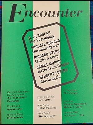 Imagen del vendedor de Encounter: January 1964, Volume XXII, No. 1 / C Day Lewis "The Voyage" (poem) / Nora Beloff "This Europe" / D W Brogan "The Presidency" / Richard G Stern "Teeth" (story) / James Morris "Letter From Tangier" / James Reeves 2 poems / Francois Bondy "Letter From Paris" a la venta por Shore Books