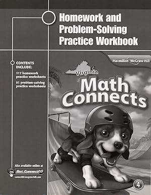Image du vendeur pour Virginia Math Connects: Homework and Problem-Solving Practice Workbook (Grade 4) mis en vente par Gate City Books