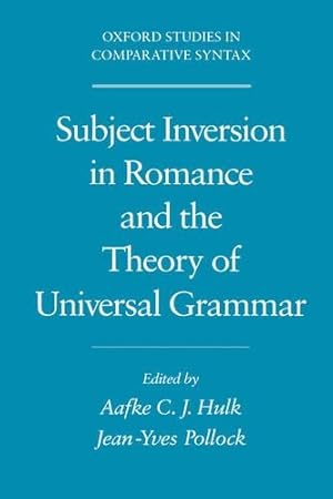 Bild des Verk�ufers f�r Subject Inversion in Romance and the Theory of Universal Grammar zum Verkauf von Rarewaves.com USA