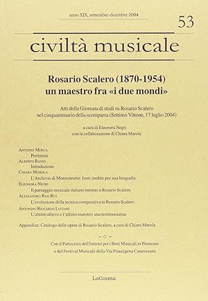 Immagine del venditore per Rosario Scalero (1870-1954). Un maestro fra i �due mondi�. Atti della giornata di studio su R. Scalero nel 50� della scomparsa (17 luglio 2004) venduto da Rarewaves.com USA