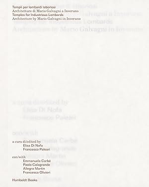 Immagine del venditore per Temples for Industrious Lombards - Architecture by Mario Galvagni in Inveruno venduto da Rarewaves.com USA