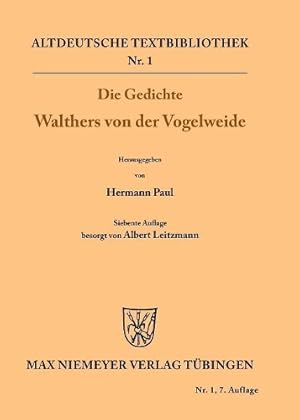 Imagen del vendedor de Die Gedichte Walthers von der Vogelweide a la venta por Rarewaves USA