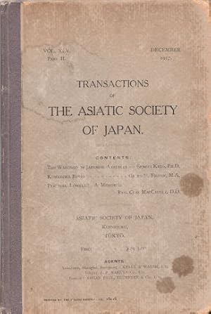 Seller image for The Transactions of The Asiatic Society of Japan. Vol.XLV. Part II. for sale by Asia Bookroom ANZAAB/ILAB