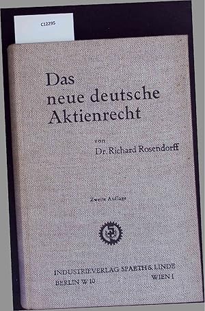 Bild des Verk�ufers f�r Das neue deutsche Aktienrecht. zum Verkauf von Antiquariat Bookfarm