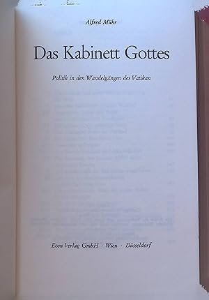 Bild des Verk�ufers f�r Das Kabinett Gottes : Politik in d. Wandelg�ngen d. Vatikan. zum Verkauf von books4less (Versandantiquariat Petra Gros GmbH & Co. KG)