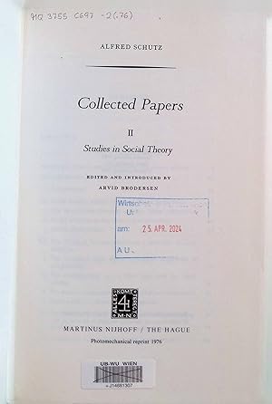 Immagine del venditore per Collected Papers, 2: Studies in Social Theory. Phaenomenologica, 15 venduto da books4less (Versandantiquariat Petra Gros GmbH & Co. KG)