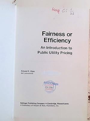 Immagine del venditore per Fairness or efficiency: An introduction to public utility pricing venduto da books4less (Versandantiquariat Petra Gros GmbH & Co. KG)