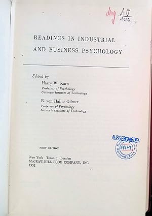 Seller image for Readings in Industrial and Business Psychology; for sale by books4less (Versandantiquariat Petra Gros GmbH & Co. KG)