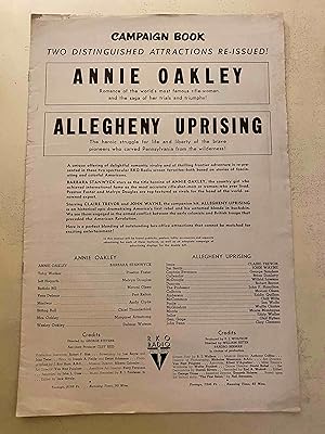 Immagine del venditore per Annie Oakley / Allegheny Uprising Pressbook 1952 Barbara Stanwyck, John Wayne! venduto da AcornBooksNH