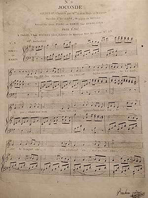 Seller image for Joconde - Partition grav�e pour piano ou harpe. for sale by Librairie Trois Plumes