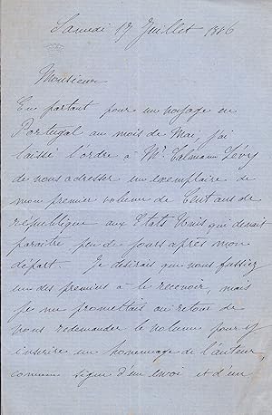 Seller image for Lettre autographe sign�e � Arthur Mangin for sale by Librairie Trois Plumes