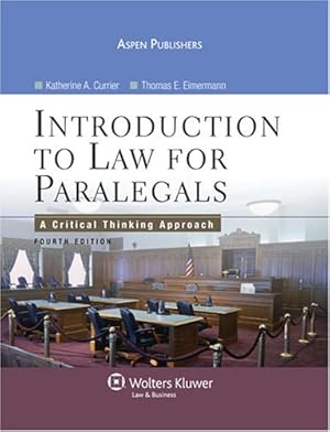 Imagen del vendedor de Introduction to Law for Paralegals: A Critical Thinking Approach a la venta por ZBK Books