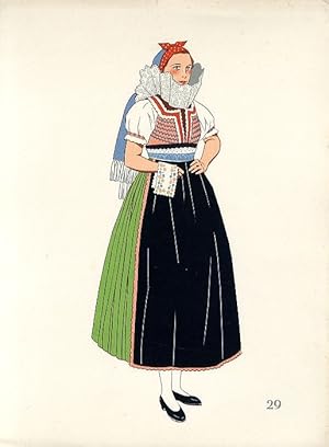 Bild des Verk�ufers f�r 29) Costume port� dans les environs de Uhersk� Brod. TCH�CO-SLOVAQUIE zum Verkauf von POLIART Beata Kalke