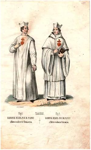 Bild des Verk�ufers f�r Tab: XXXI. Fig: 1. KANONIK REGUL: NAY: M: PANNY z Metro w ubiorze Domowym. Fig 2. KANONIK REGUL: NAY: M: PANNY z Metro w ubiorze Chorowym. zum Verkauf von POLIART Beata Kalke