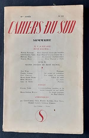 Bild des Verk�ufers f�r Les Cahiers du Sud. N�322. Deuxi�me semestre 1952. Il y a dix ans Ren� Daumal. zum Verkauf von Le Livre � Venir
