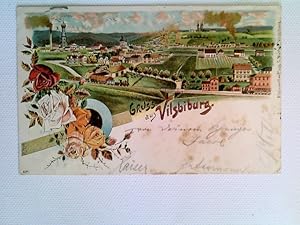 Vilsbiburg, Totale mit Fabriken, Lithographie, farbig, Ansichtskarte, gelaufen 1900
