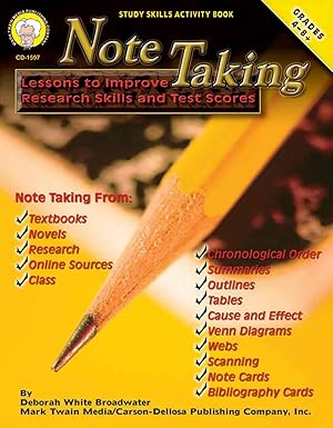 Imagen del vendedor de Mark Twain Note Taking Workbook, Critical Thinking Books Covering Study Skills, Research, Resources, Speed Reading, Time Management, and More, Grades 4 and Up a la venta por Zoom Books East
